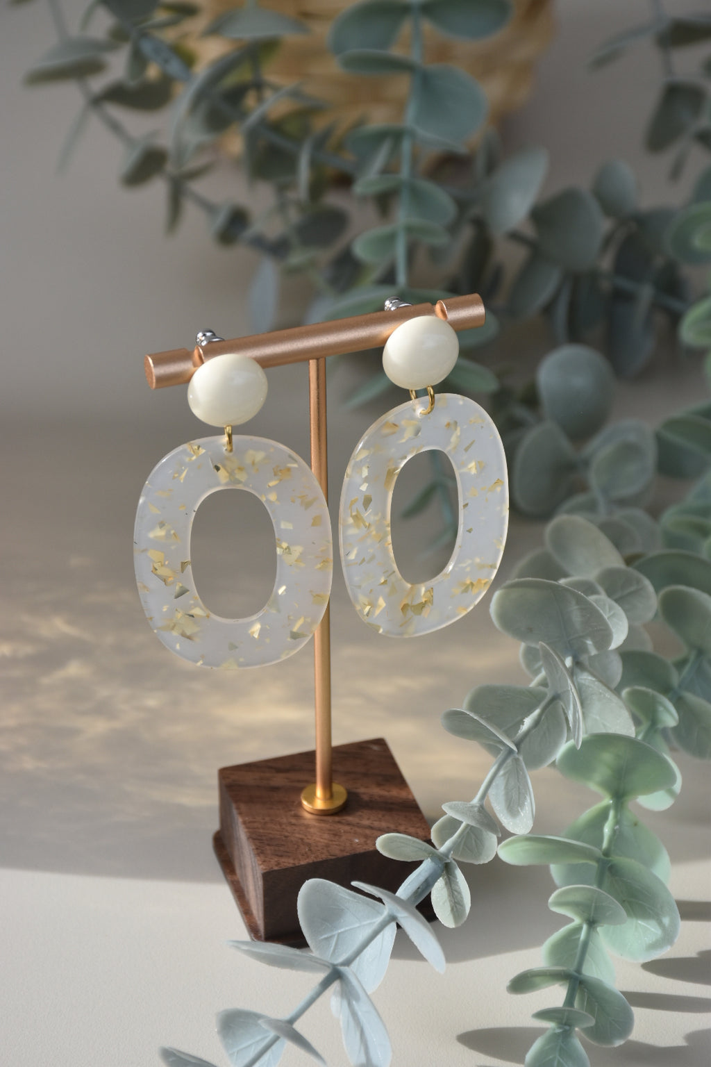 BOUCLES D’OREILLES NURIA - Crème / Doré