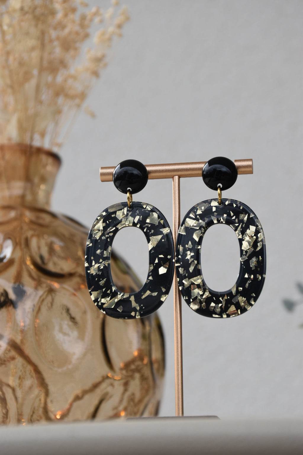 BOUCLES D’OREILLES NURIA - Noir / Doré