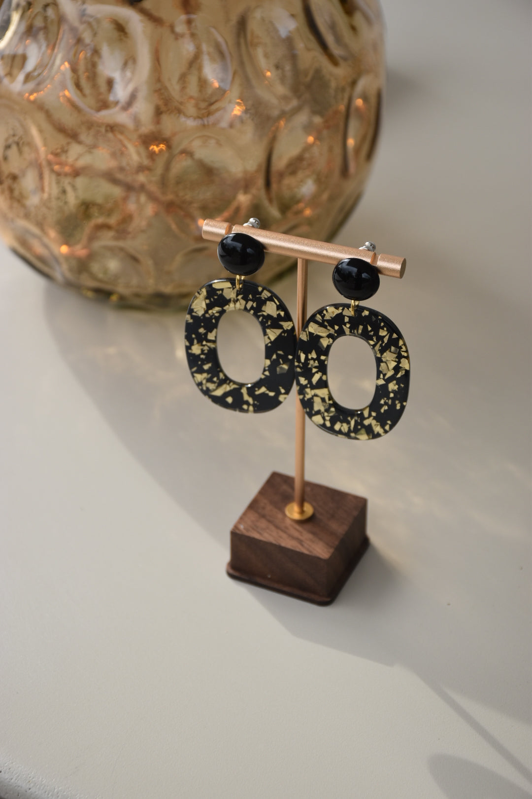 BOUCLES D’OREILLES NURIA - Noir / Doré