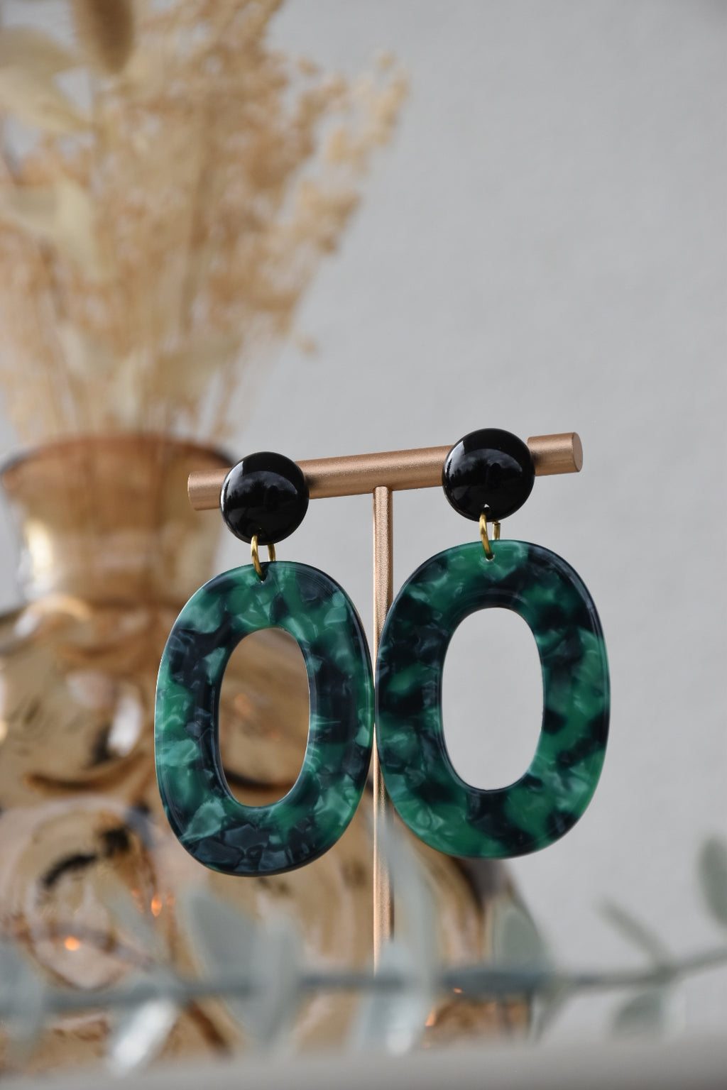 BOUCLES D’OREILLES NURIA - Noir / Vert